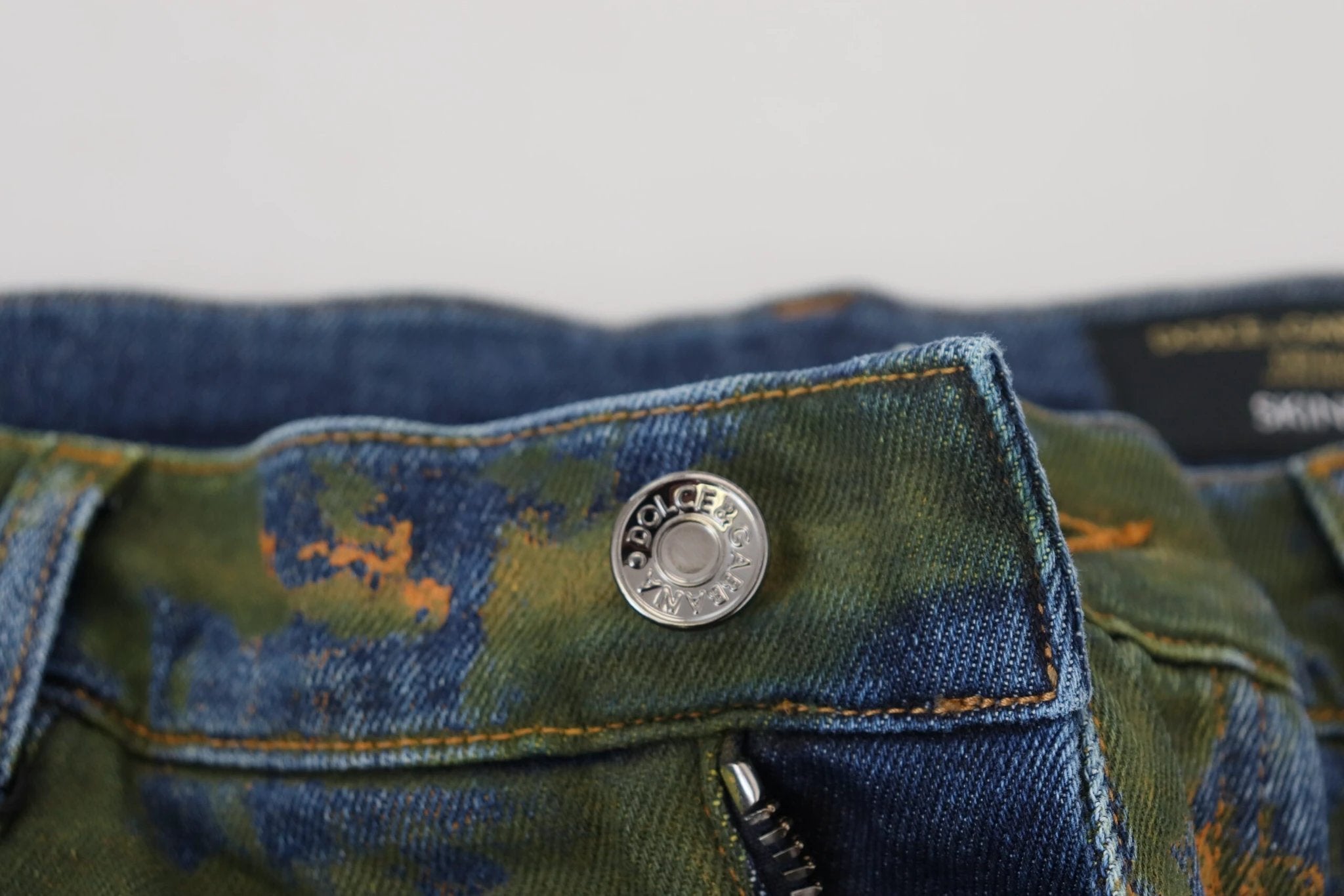 Dolce & Gabbana Blue Green Skinny Cotton Denim Jeans by Dolce & Gabbana