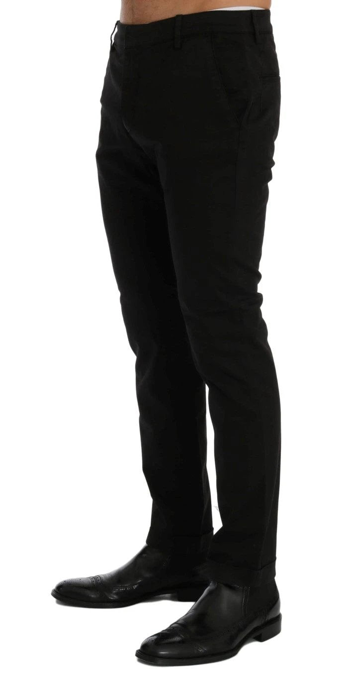 Costume National Black Slim Fit Cotton Stretch Pants by Costume National