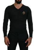 Dolce & Gabbana Gray Cashmere V-neck Gold Heart Sweater by Dolce & Gabbana
