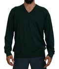 Dolce & Gabbana Green Cashmere V-neck Pullover Sweater by Dolce & Gabbana