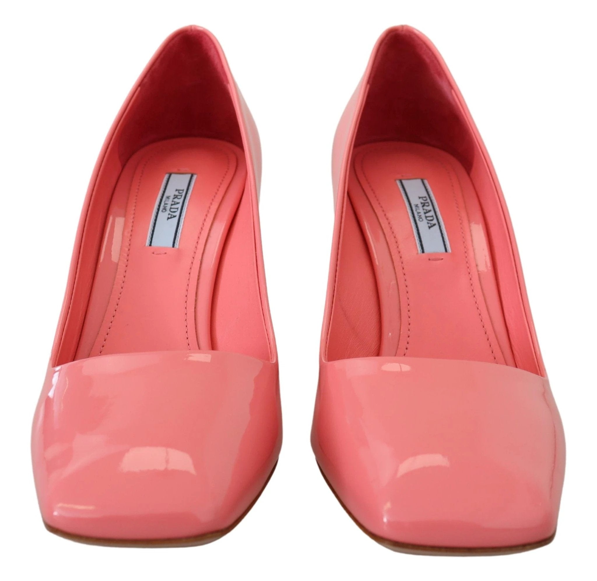 Prada Pink Patent Leather Block Heels Pumps Classic by Prada