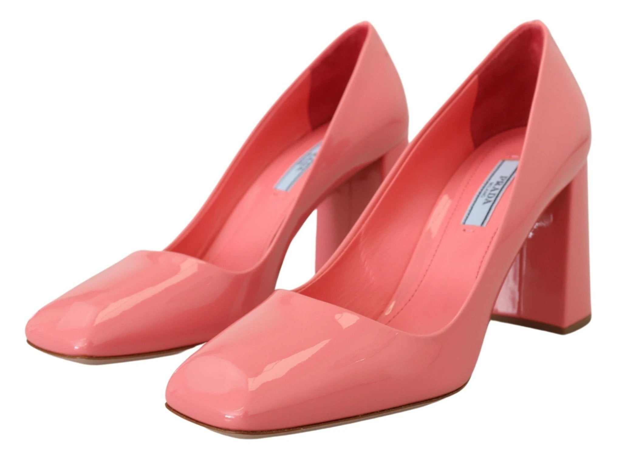 Prada Pink Patent Leather Block Heels Pumps Classic by Prada
