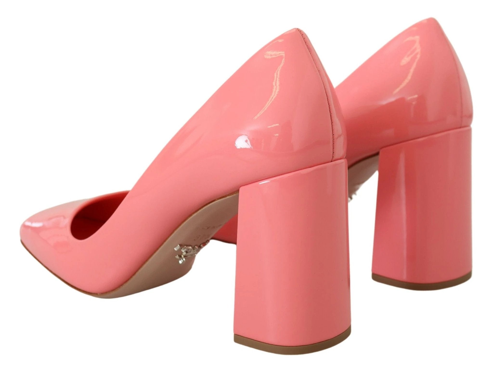 Prada Pink Patent Leather Block Heels Pumps Classic by Prada