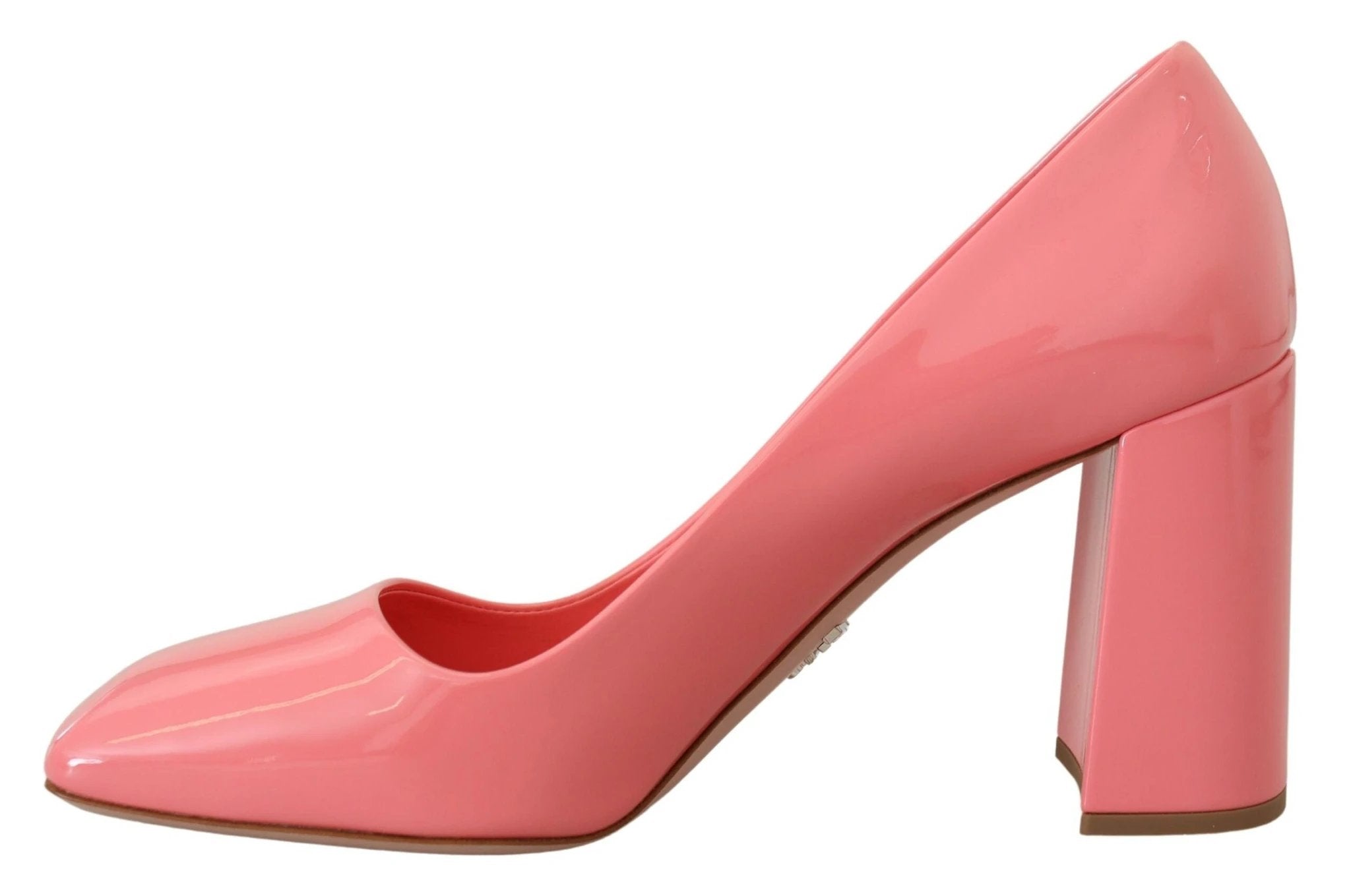 Prada Pink Patent Leather Block Heels Pumps Classic by Prada