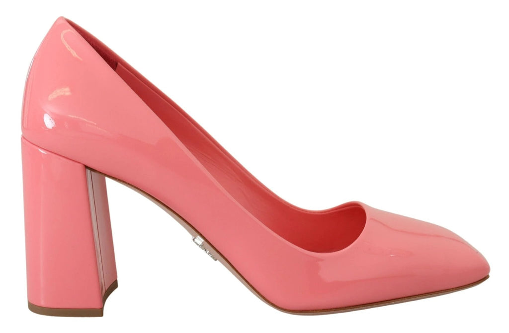 Prada Pink Patent Leather Block Heels Pumps Classic by Prada