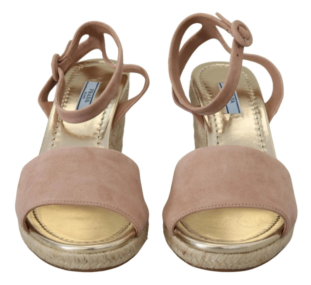 Prada Pink Suede Leather Ankle Strap Sandals by Prada