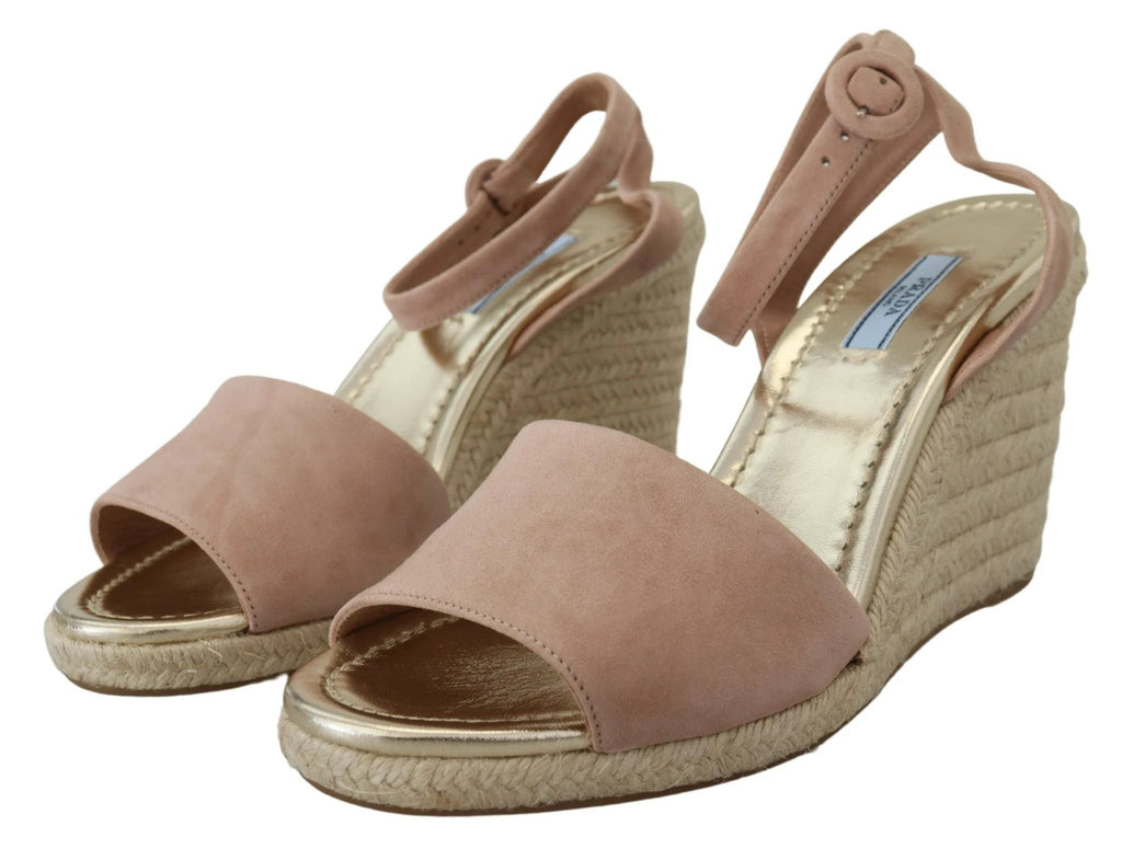 Prada Pink Suede Leather Ankle Strap Sandals by Prada