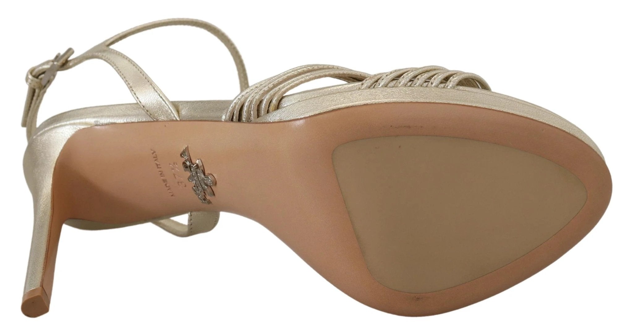 Prada Gold Leather Sandals Ankle Strap Heels Stiletto Sandal by Prada