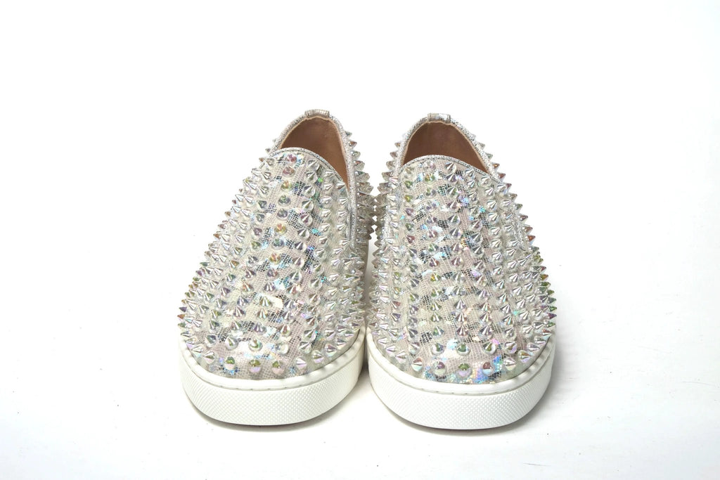 Christian Louboutin White Ab/Clear Ab Roller Boat Woman Flat Sneaker by Christian Louboutin