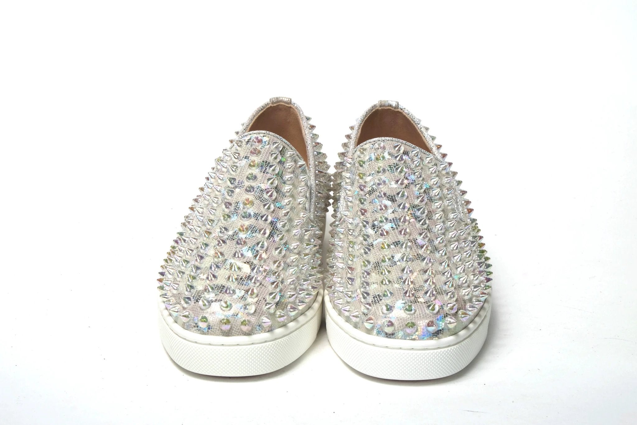 Christian Louboutin White Ab/Clear Ab Roller Boat Woman Flat Sneaker by Christian Louboutin