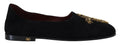 Dolce & Gabbana Black Suede Gold Cross Slip On Loafers Shoes by Dolce & Gabbana