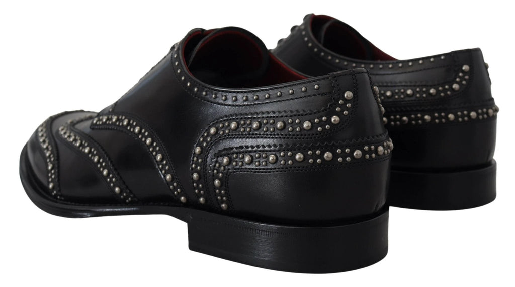 Dolce & Gabbana Black Leather Derby Dress Studded Shoes by Dolce & Gabbana
