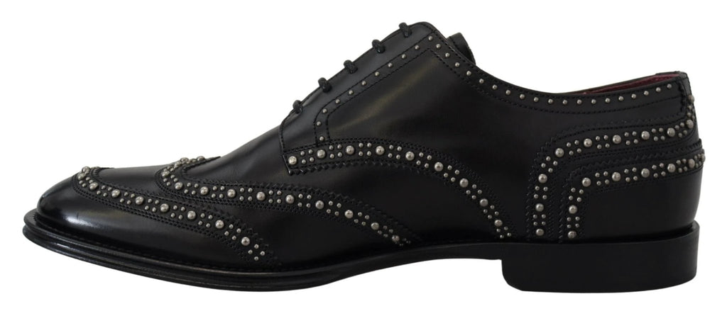 Dolce & Gabbana Black Leather Derby Dress Studded Shoes by Dolce & Gabbana