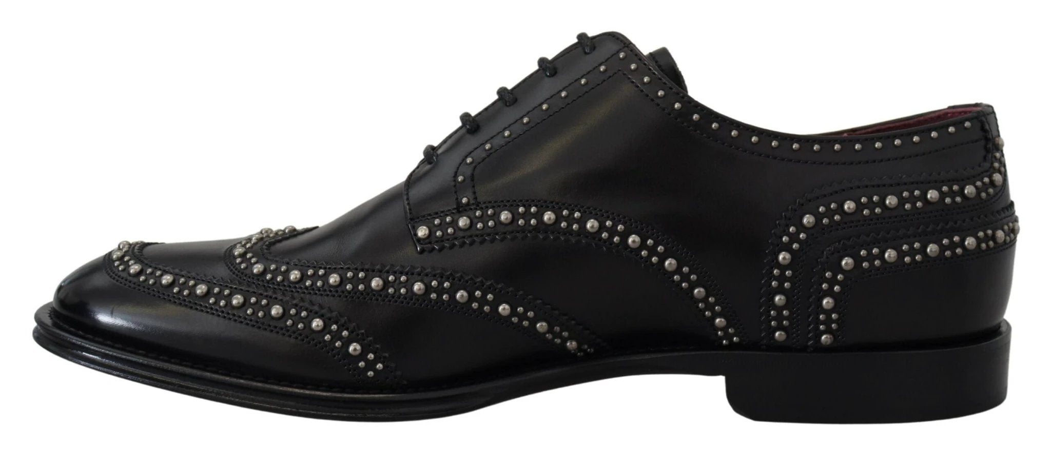 Dolce & Gabbana Black Leather Derby Dress Studded Shoes by Dolce & Gabbana