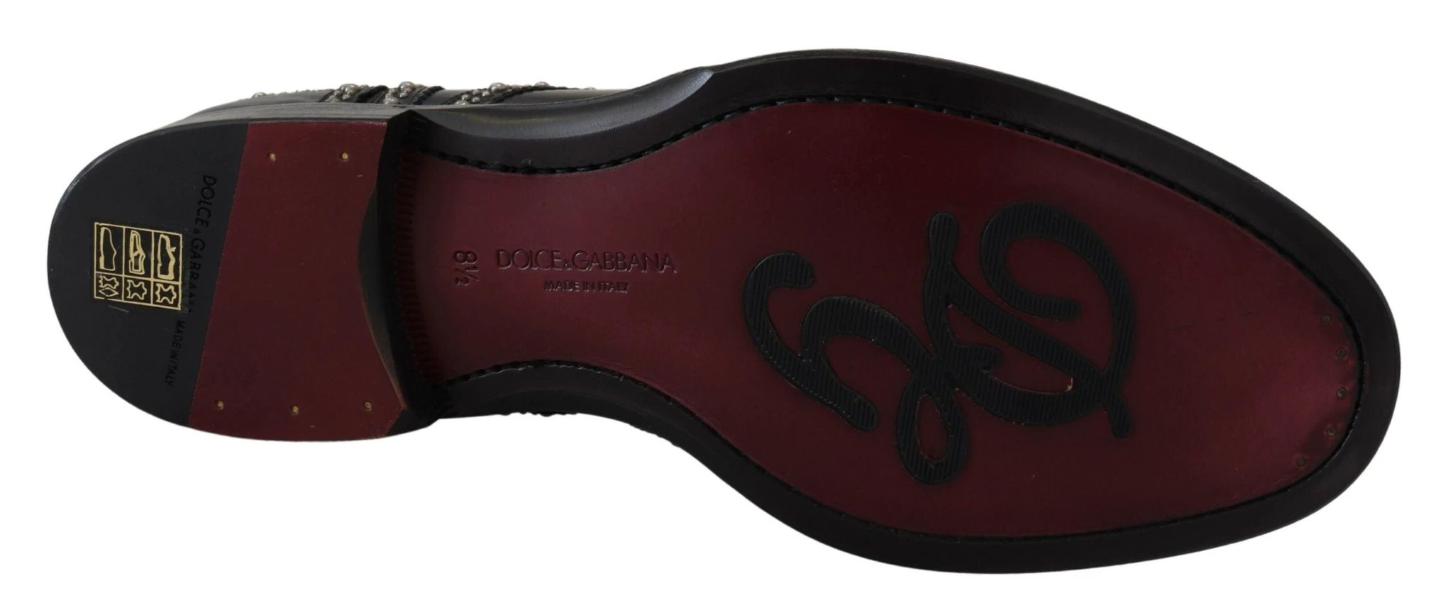 Dolce & Gabbana Black Leather Derby Dress Studded Shoes by Dolce & Gabbana