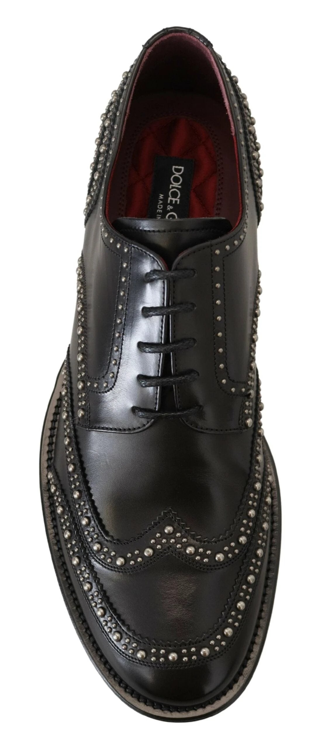 Dolce & Gabbana Black Leather Derby Dress Studded Shoes by Dolce & Gabbana