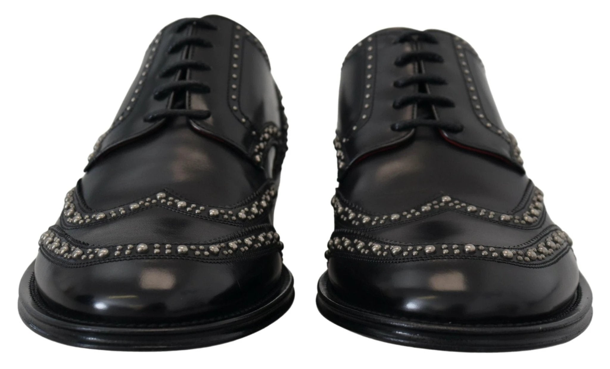 Dolce & Gabbana Black Leather Derby Dress Studded Shoes by Dolce & Gabbana