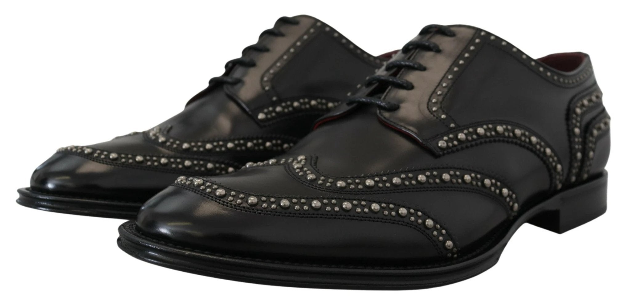 Dolce & Gabbana Black Leather Derby Dress Studded Shoes by Dolce & Gabbana