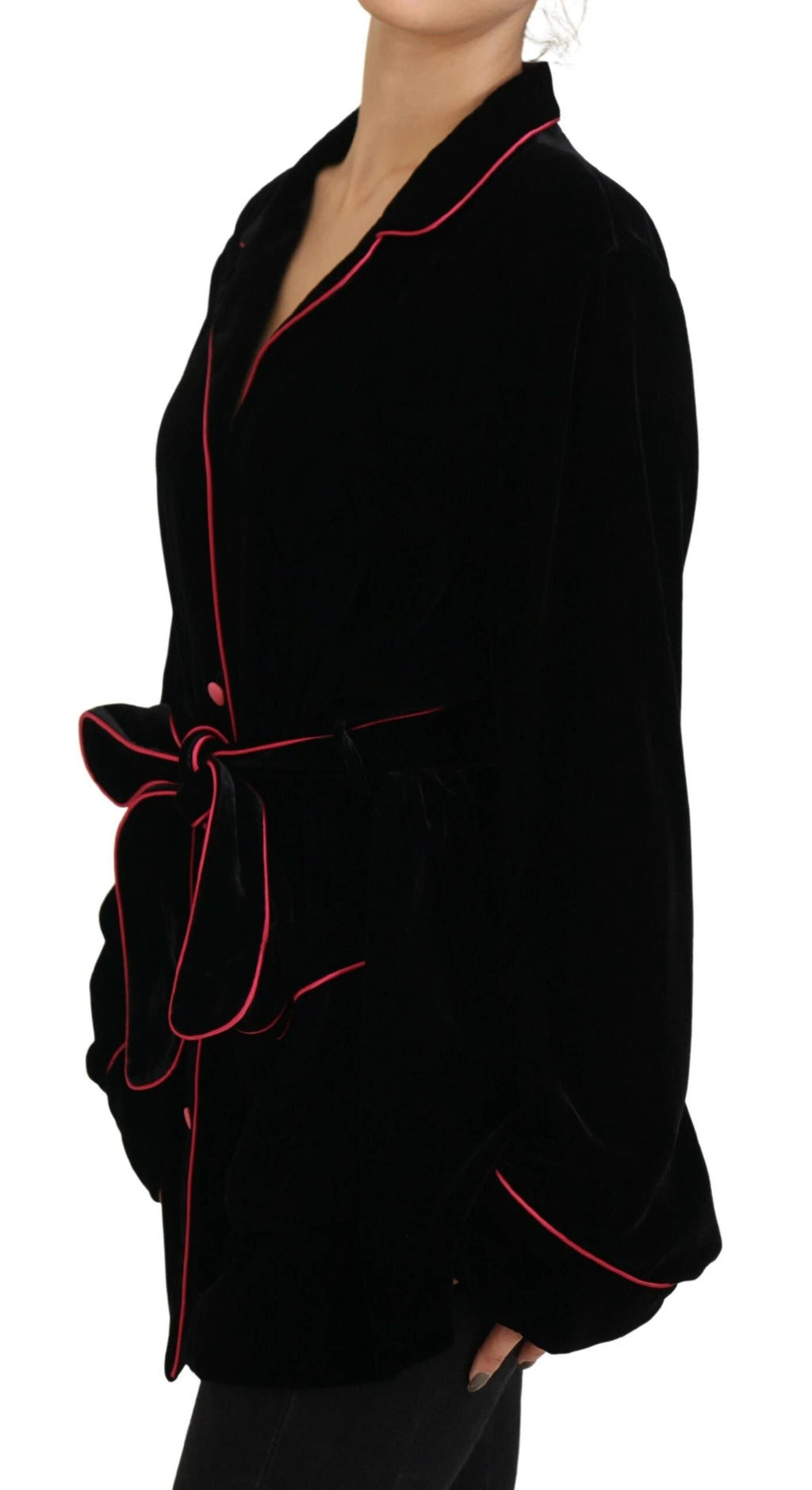 Dolce & Gabbana Black Button Belted Blazer Viscose Jacket by Dolce & Gabbana