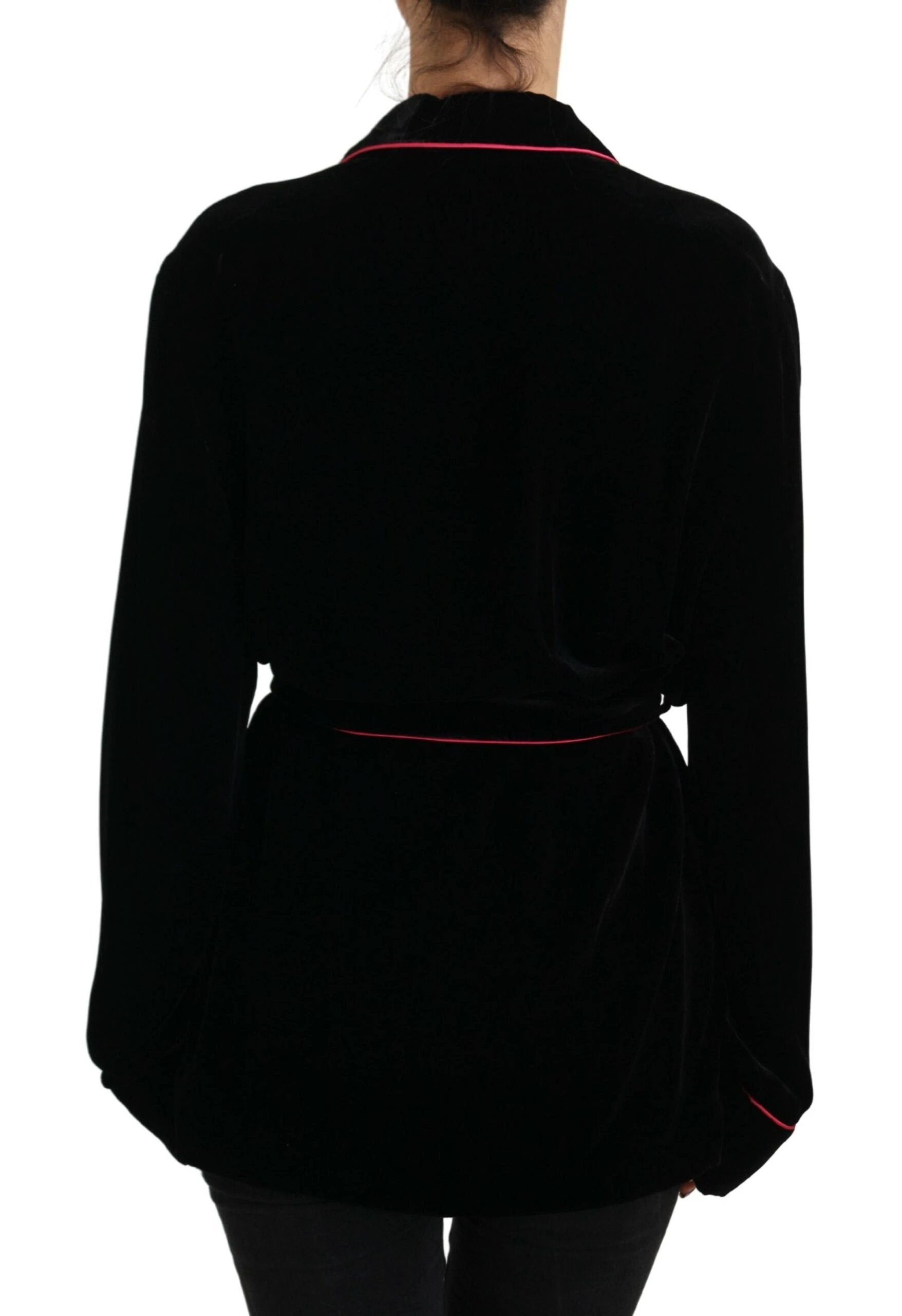 Dolce & Gabbana Black Button Belted Blazer Viscose Jacket by Dolce & Gabbana