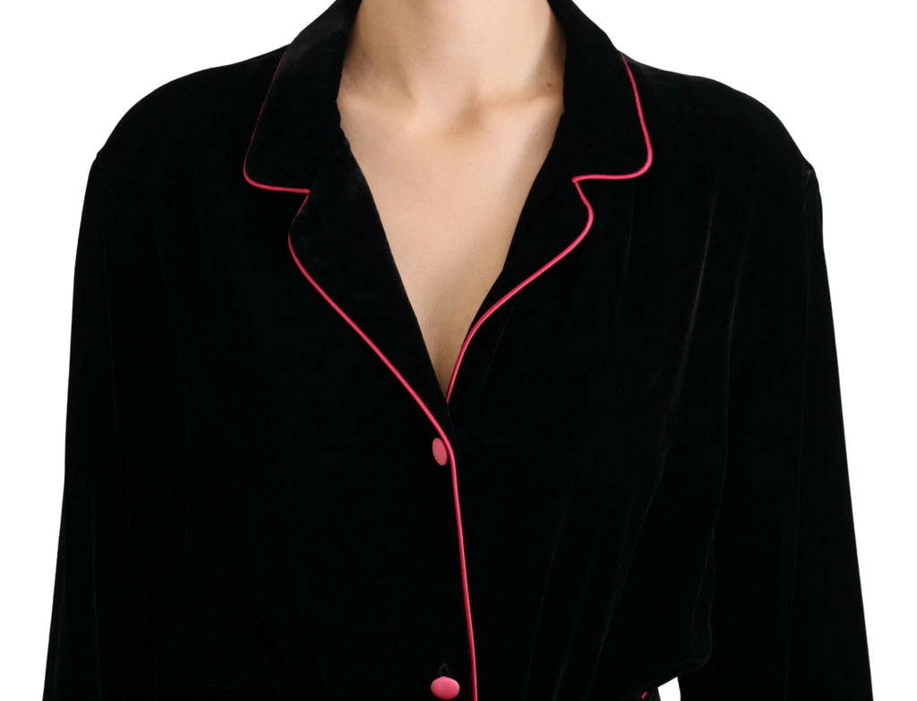 Dolce & Gabbana Black Button Belted Blazer Viscose Jacket by Dolce & Gabbana