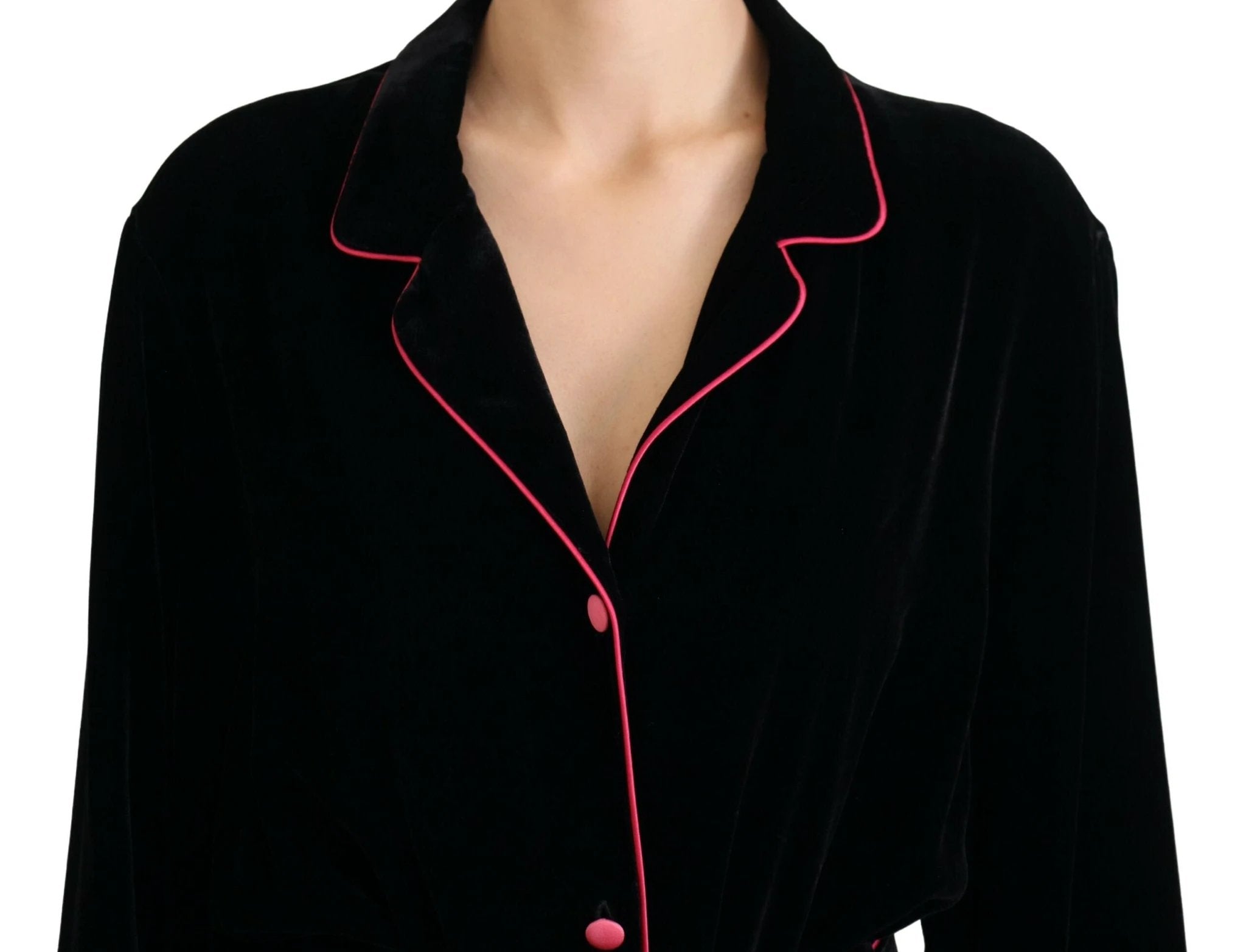 Dolce & Gabbana Black Button Belted Blazer Viscose Jacket by Dolce & Gabbana