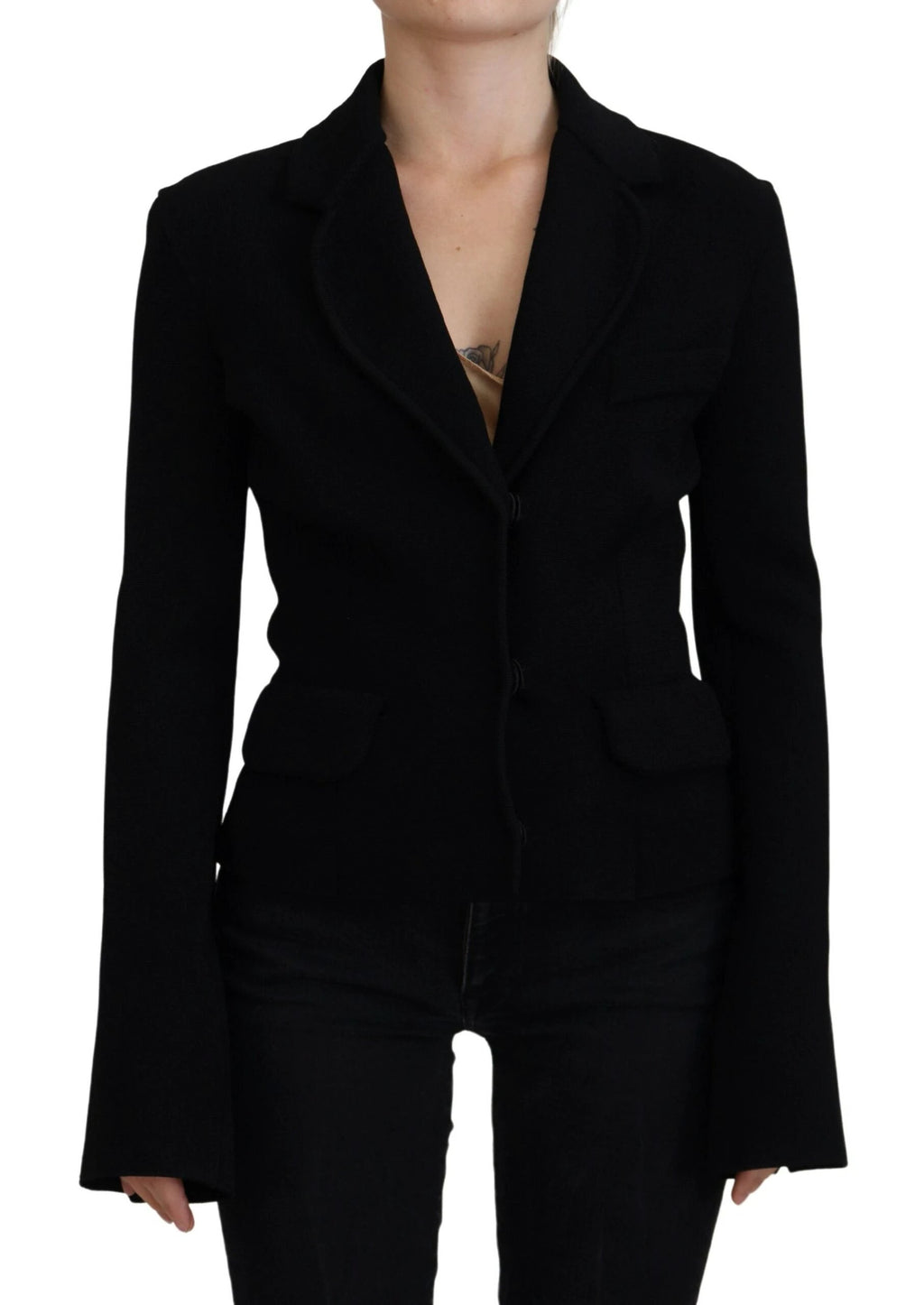 Dolce & Gabbana Black Button Cardigan Blazer Viscose Jacket by Dolce & Gabbana