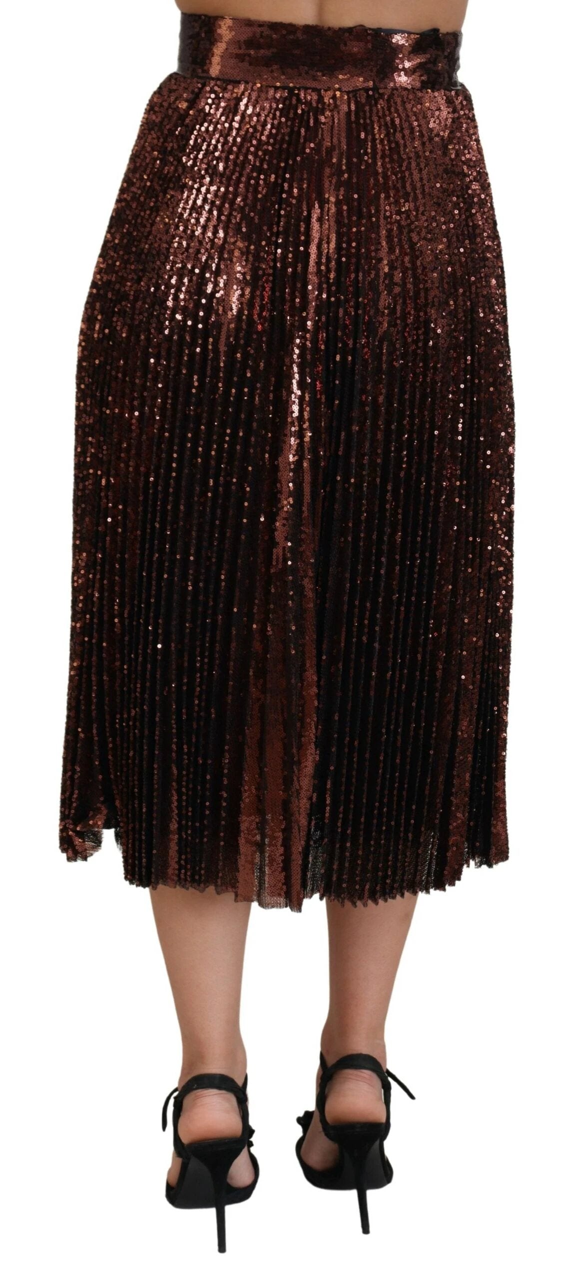 Dolce & Gabbana Bronze Sequined High Waist A-line Maxi Skirt by Dolce & Gabbana