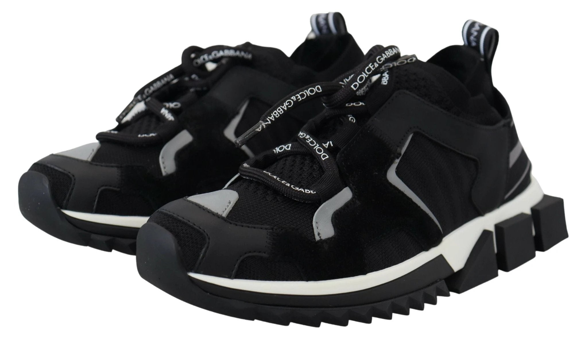 Dolce & Gabbana Black Mesh Sorrento Trekking Sneakers Shoes by Dolce & Gabbana