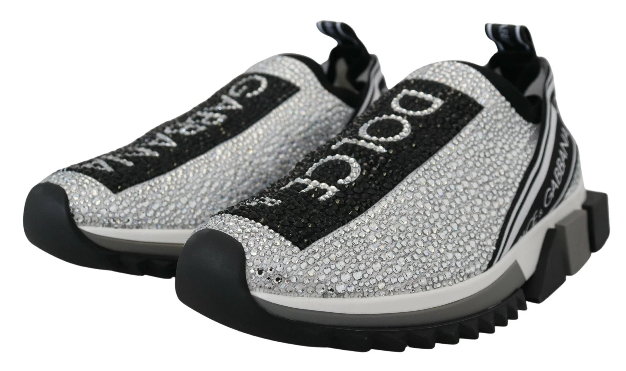 Dolce & Gabbana Silver Rhinestones Sorrento Sneakers Shoes by Dolce & Gabbana