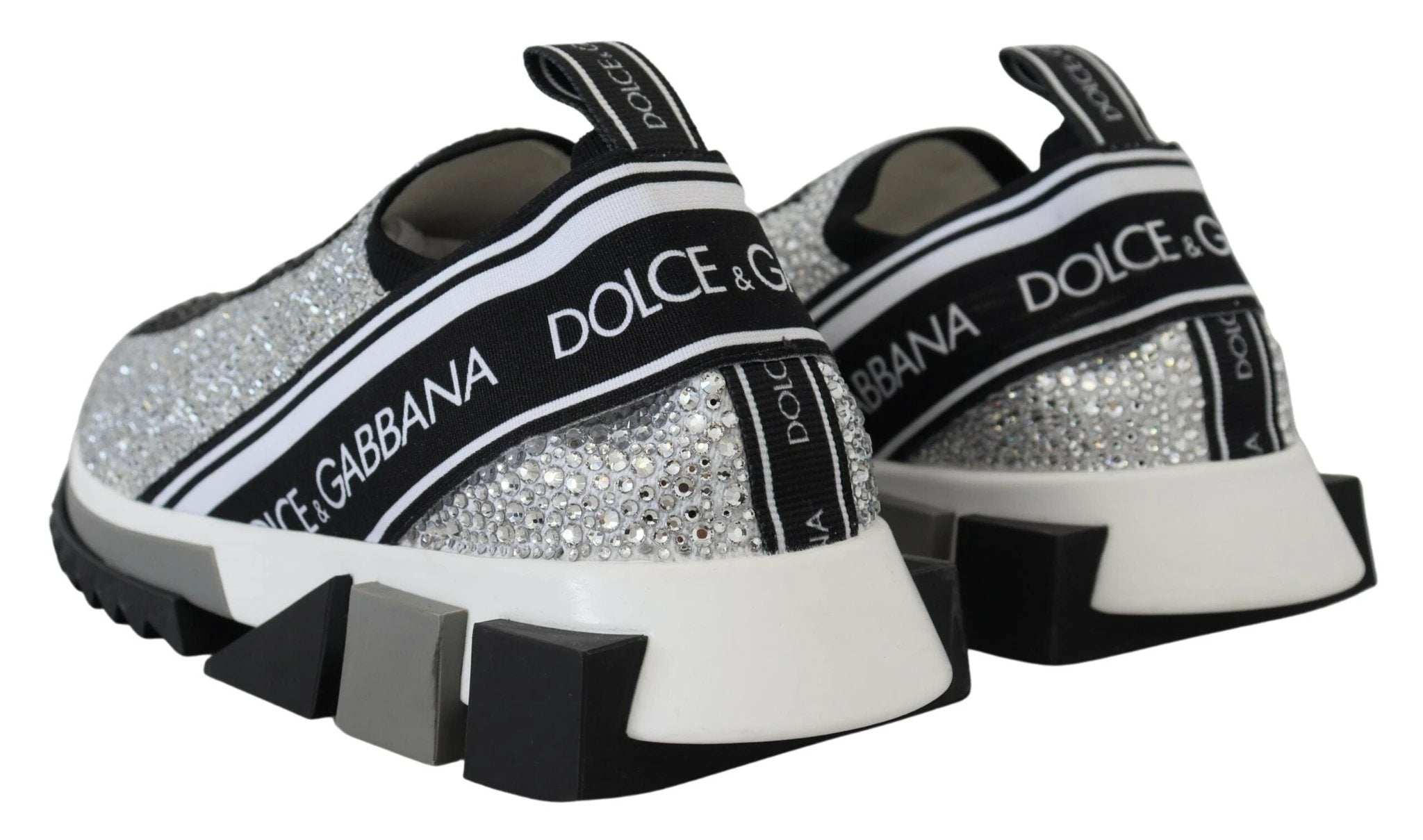Dolce & Gabbana Silver Rhinestones Sorrento Sneakers Shoes by Dolce & Gabbana