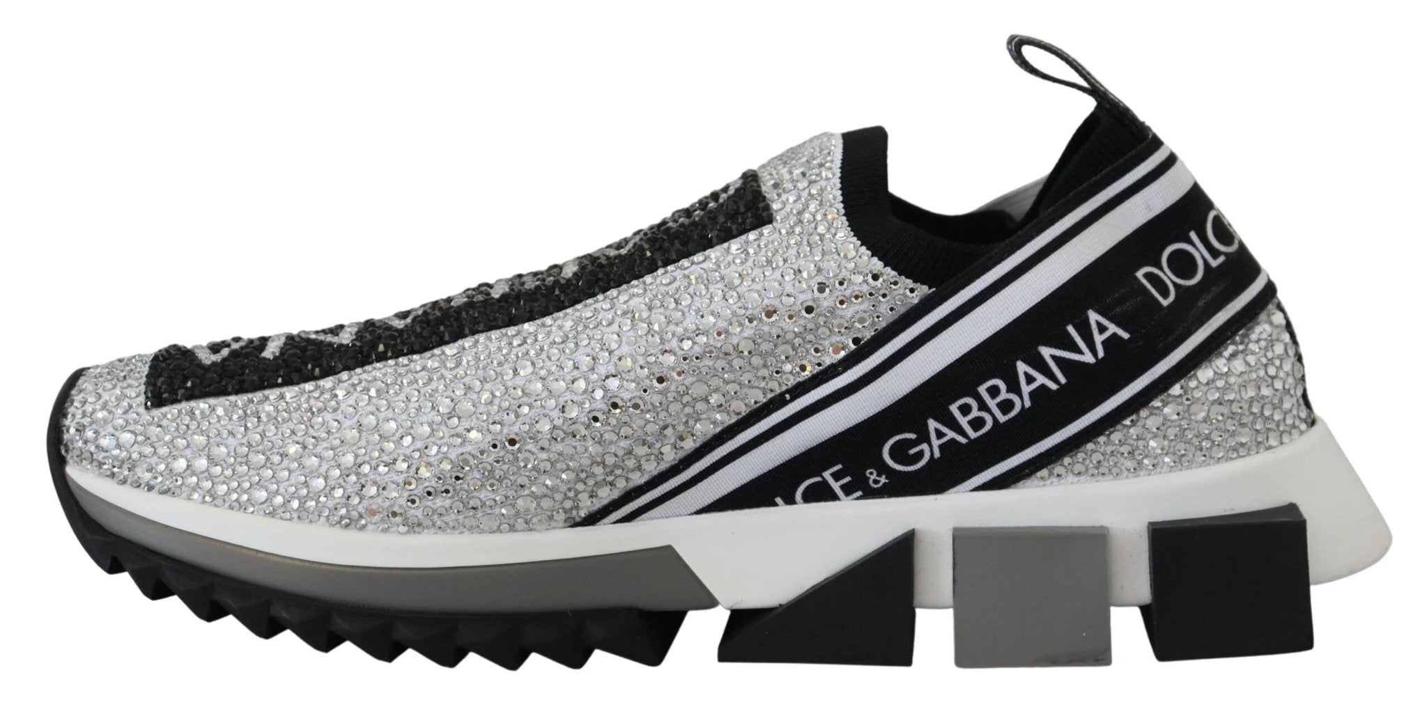 Dolce & Gabbana Silver Rhinestones Sorrento Sneakers Shoes by Dolce & Gabbana
