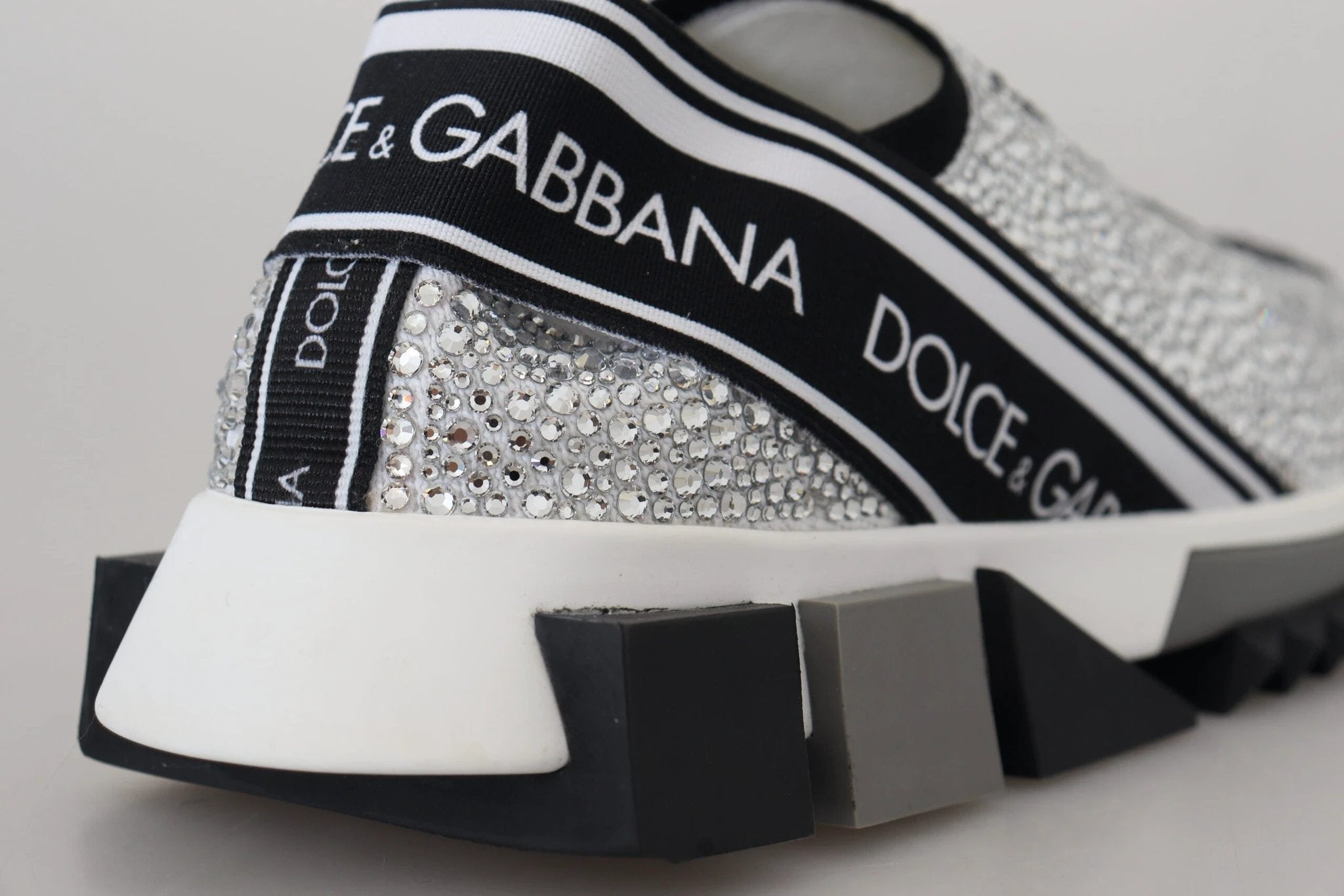 Dolce & Gabbana Silver Rhinestones Sorrento Sneakers Shoes by Dolce & Gabbana