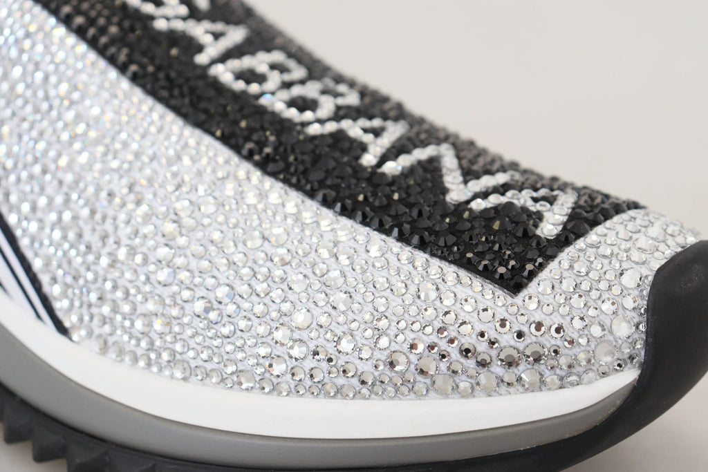 Dolce & Gabbana Silver Rhinestones Sorrento Sneakers Shoes by Dolce & Gabbana