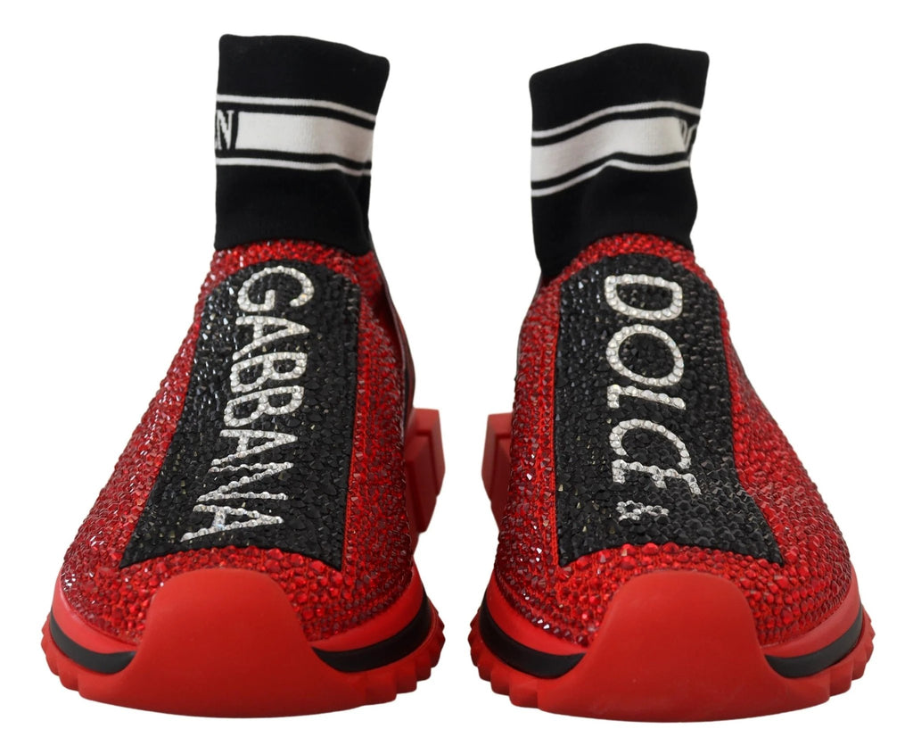 Dolce & Gabbana Red Bling Sorrento Sneakers Socks Shoes by Dolce & Gabbana