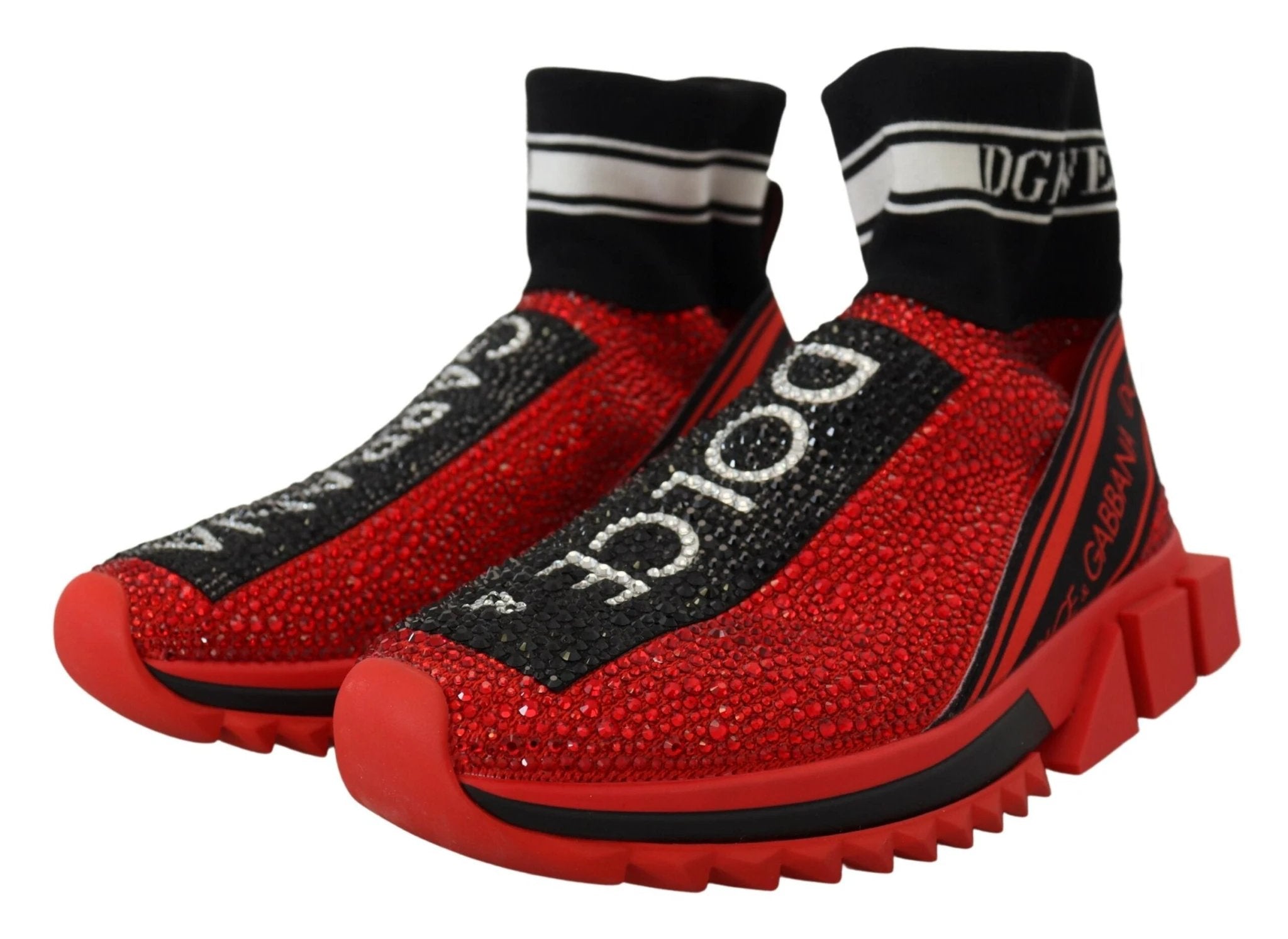 Dolce & Gabbana Red Bling Sorrento Sneakers Socks Shoes by Dolce & Gabbana
