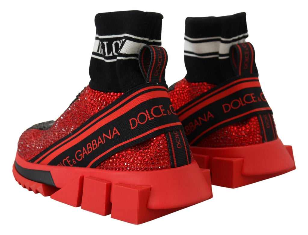 Dolce & Gabbana Red Bling Sorrento Sneakers Socks Shoes by Dolce & Gabbana