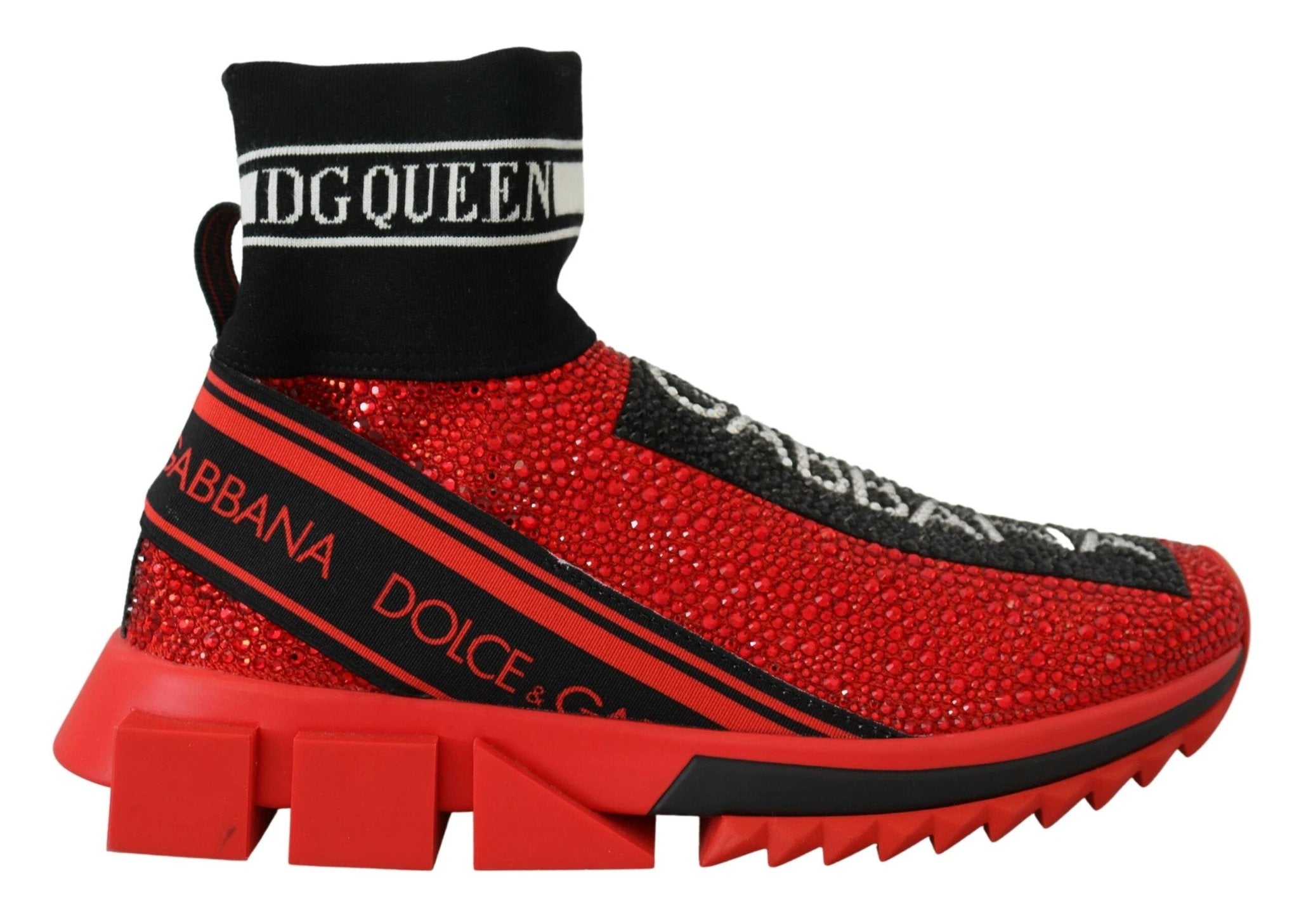 Dolce & Gabbana Red Bling Sorrento Sneakers Socks Shoes by Dolce & Gabbana