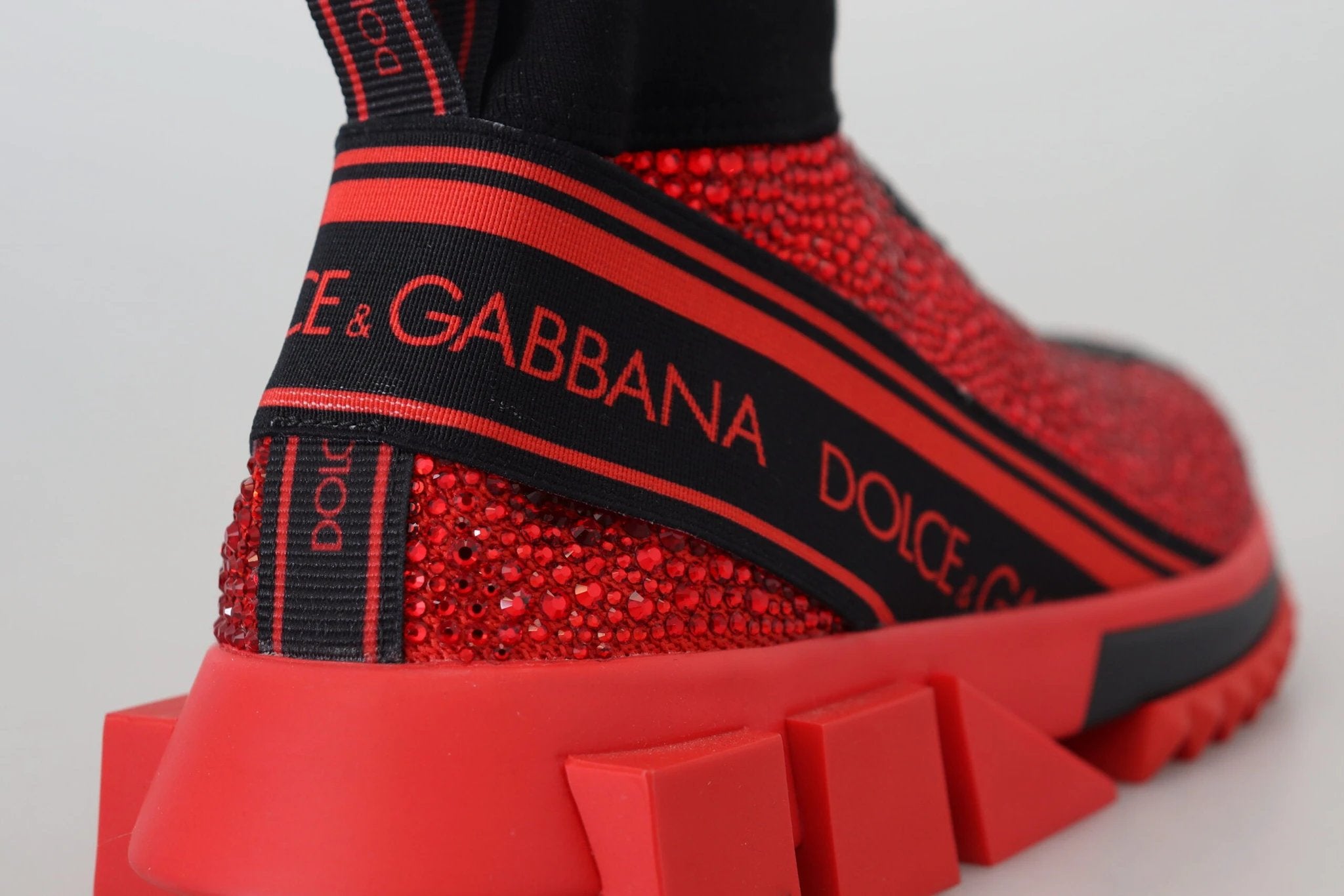 Dolce & Gabbana Red Bling Sorrento Sneakers Socks Shoes by Dolce & Gabbana