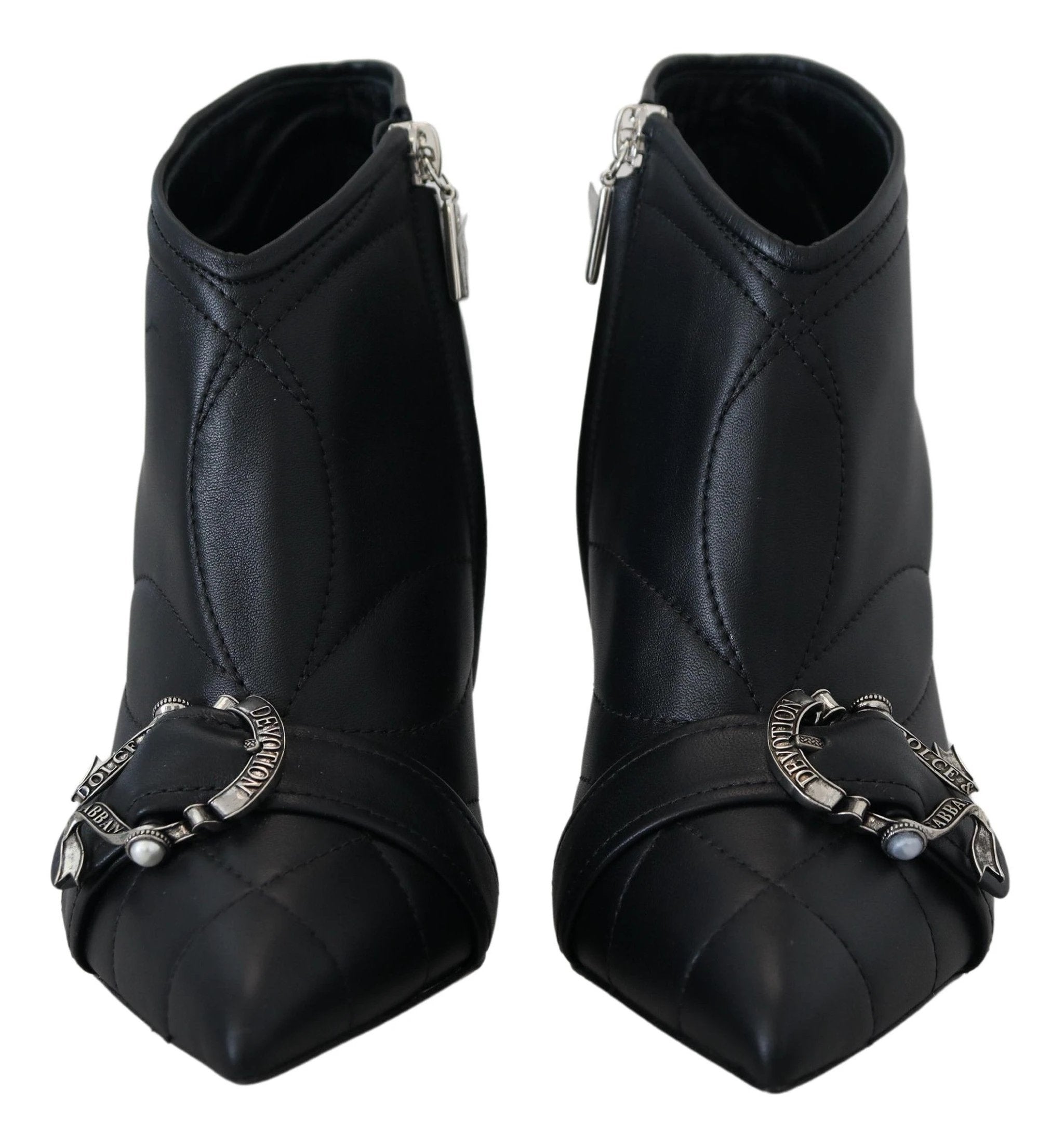 Dolce & Gabbana Black Devotion Quilted Buckled Ankle Boots Shoes by Dolce & Gabbana