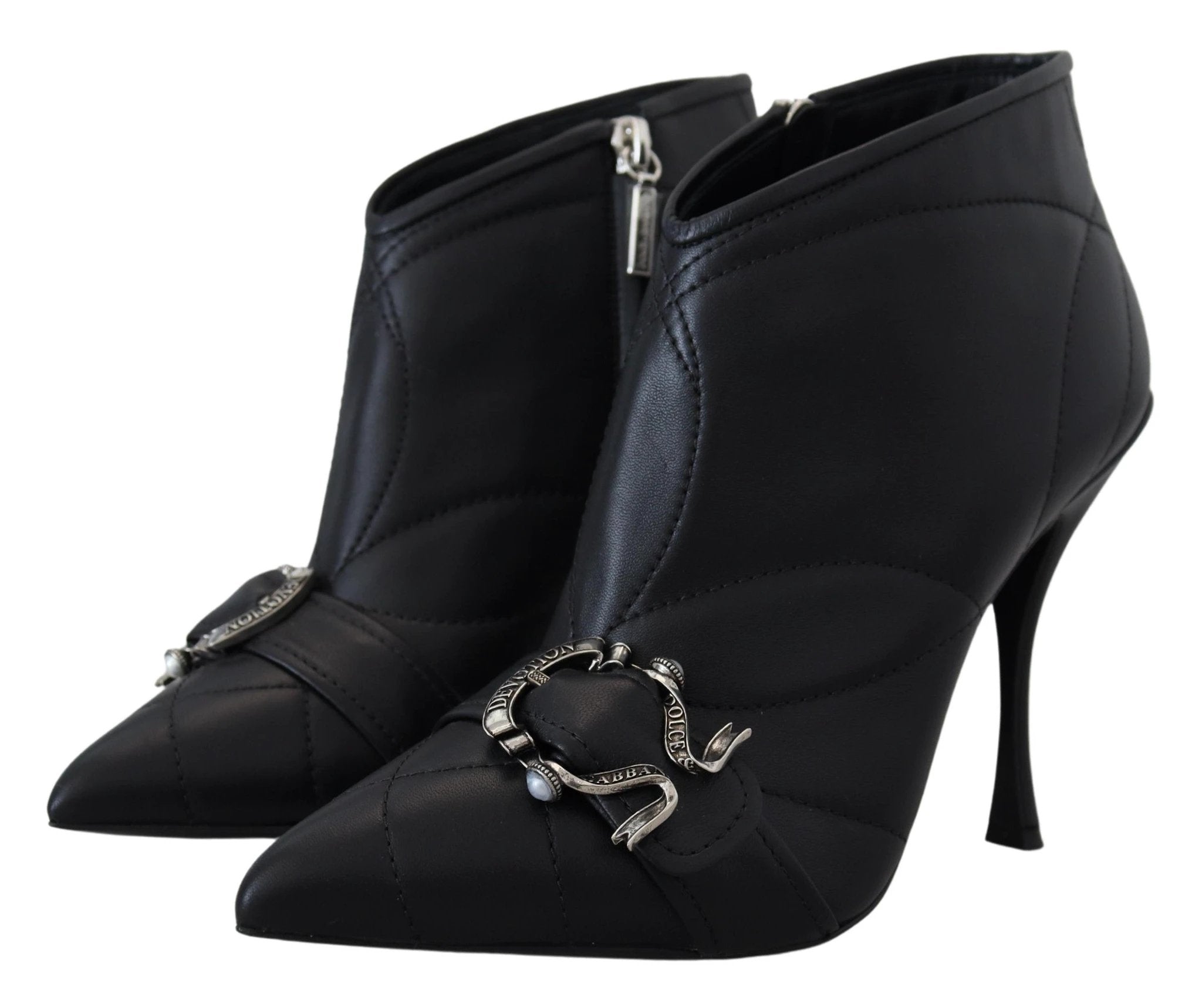 Dolce & Gabbana Black Devotion Quilted Buckled Ankle Boots Shoes by Dolce & Gabbana
