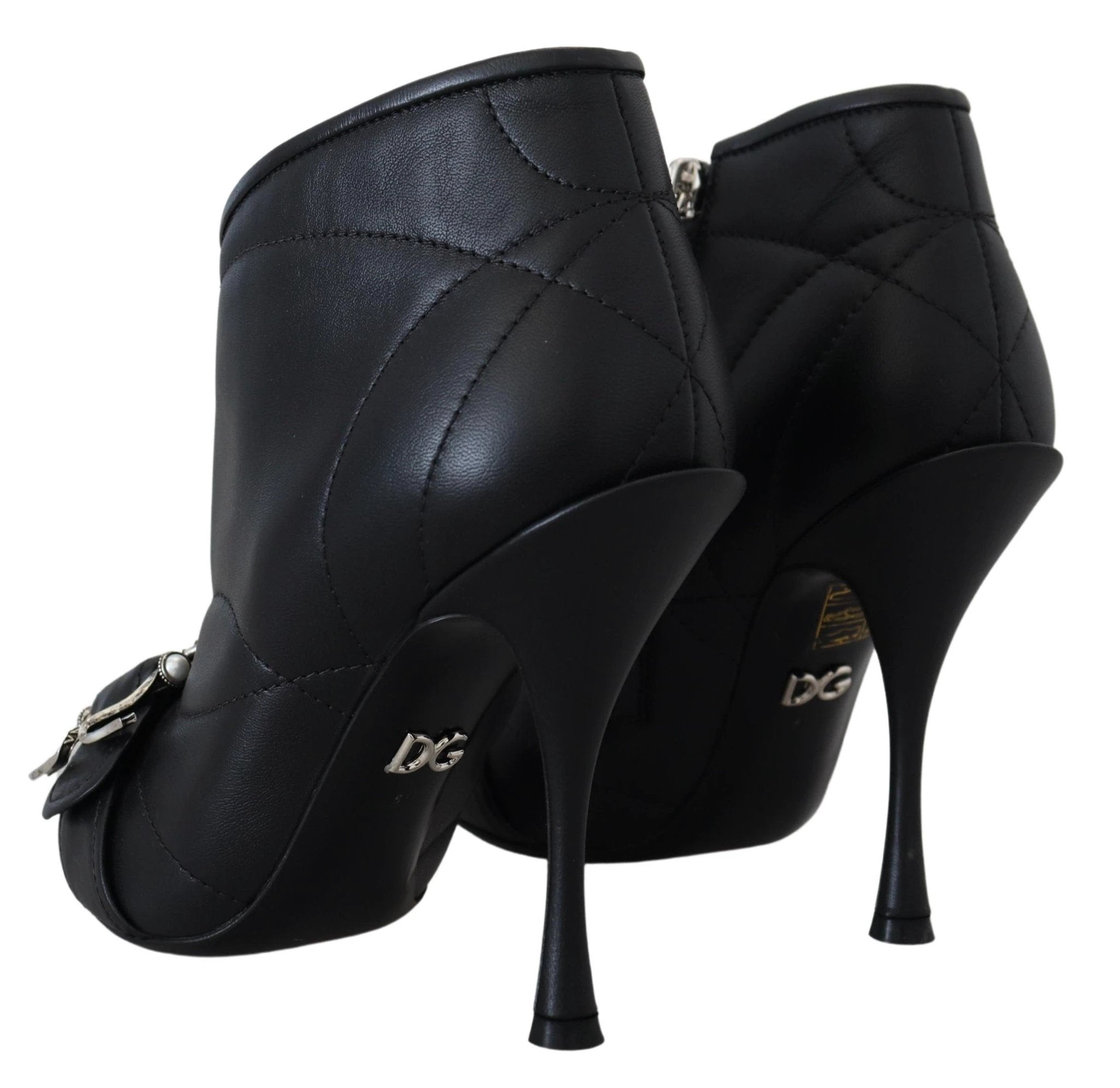 Dolce & Gabbana Black Devotion Quilted Buckled Ankle Boots Shoes by Dolce & Gabbana