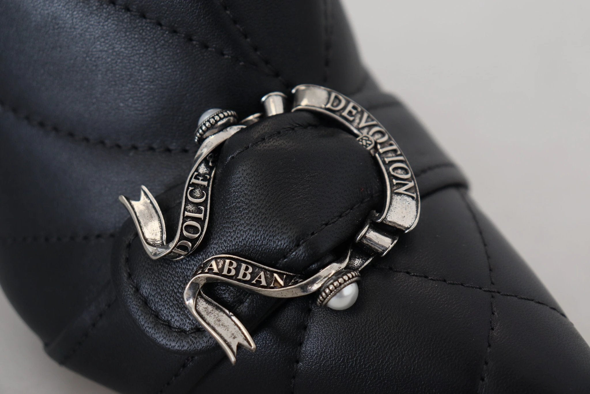 Dolce & Gabbana Black Devotion Quilted Buckled Ankle Boots Shoes by Dolce & Gabbana