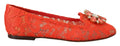 Dolce & Gabbana Red Taormina Lace Crystals Ballet Flats Shoes by Dolce & Gabbana
