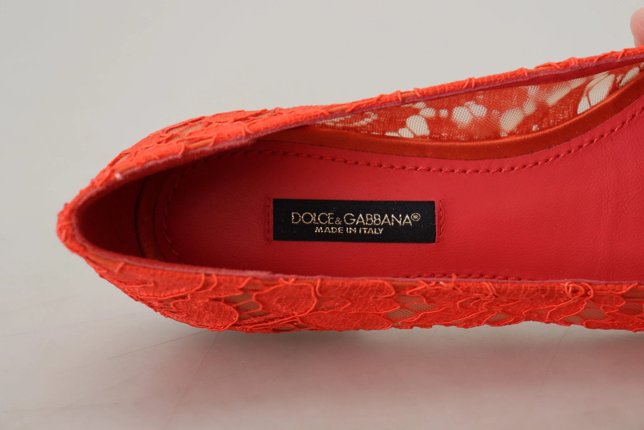 Dolce & Gabbana Red Taormina Lace Crystals Ballet Flats Shoes by Dolce & Gabbana