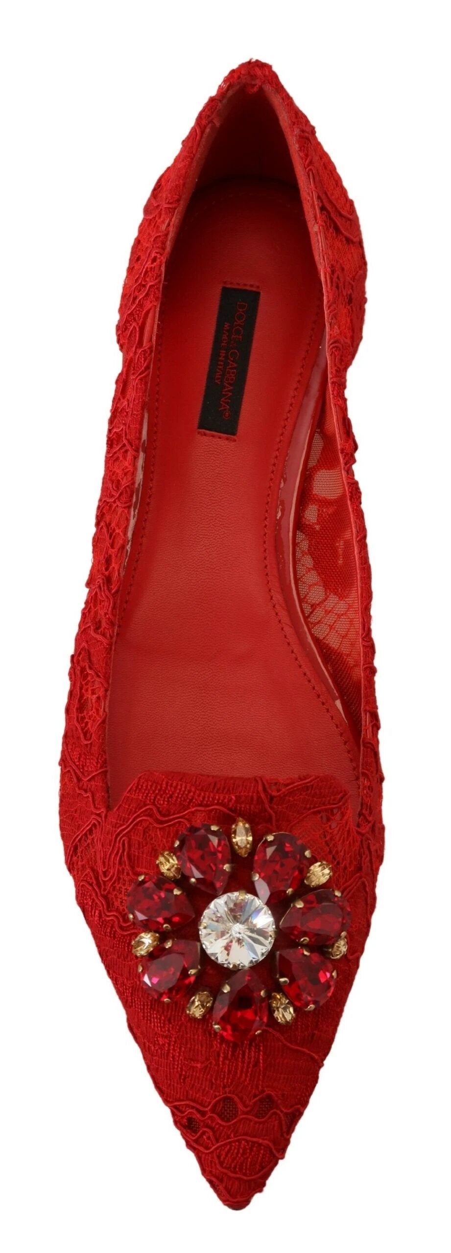 Dolce & Gabbana Red Taormina Crystals Loafers Flats Shoes by Dolce & Gabbana