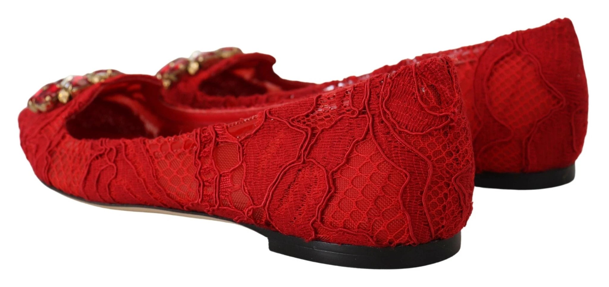 Dolce & Gabbana Red Taormina Crystals Loafers Flats Shoes by Dolce & Gabbana