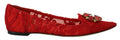 Dolce & Gabbana Red Taormina Crystals Loafers Flats Shoes by Dolce & Gabbana