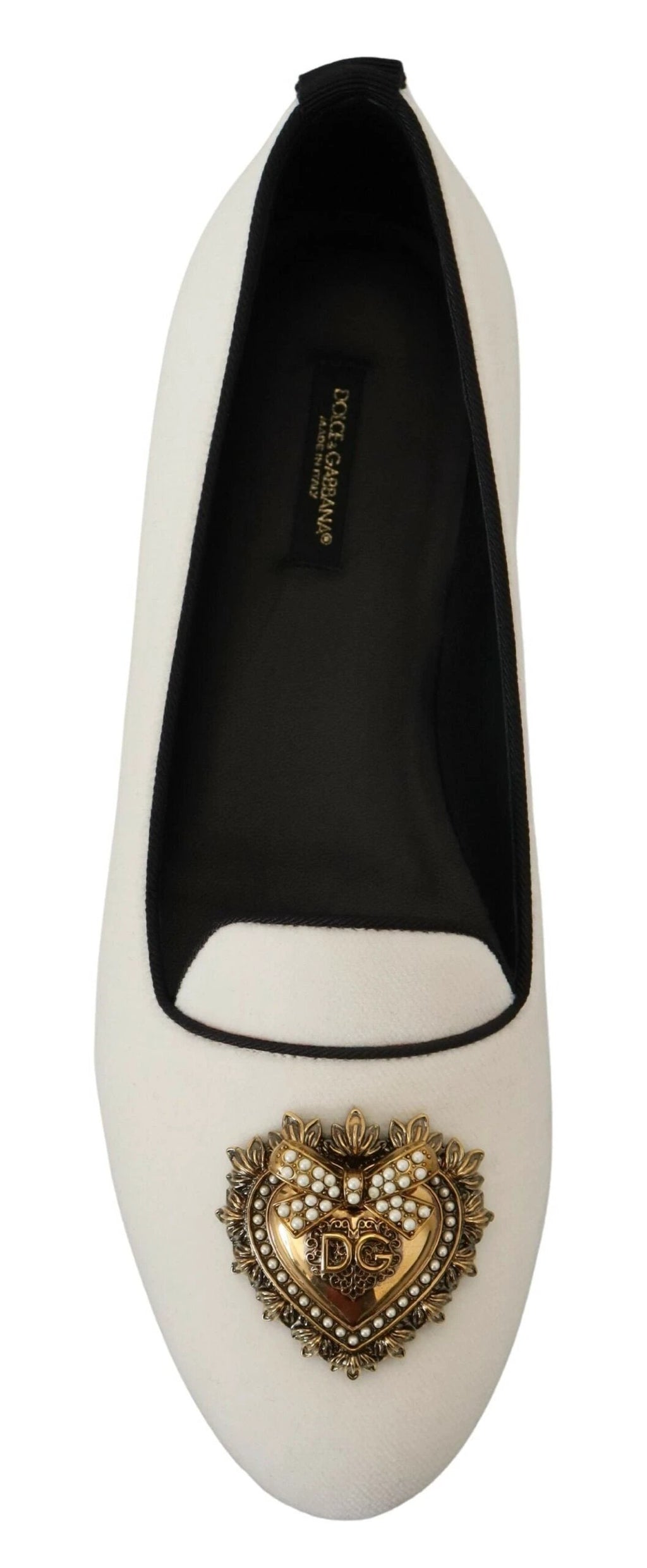 Dolce & Gabbana White Velvet Slip Ons Loafers Flats Shoes by Dolce & Gabbana