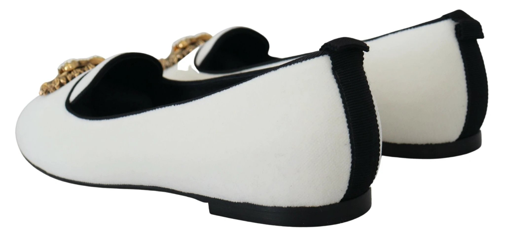 Dolce & Gabbana White Velvet Slip Ons Loafers Flats Shoes by Dolce & Gabbana